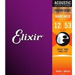 Elixir 16052 Nanoweb Phosphor Bronze Acoustic Guitar Strings - Light (12-53)