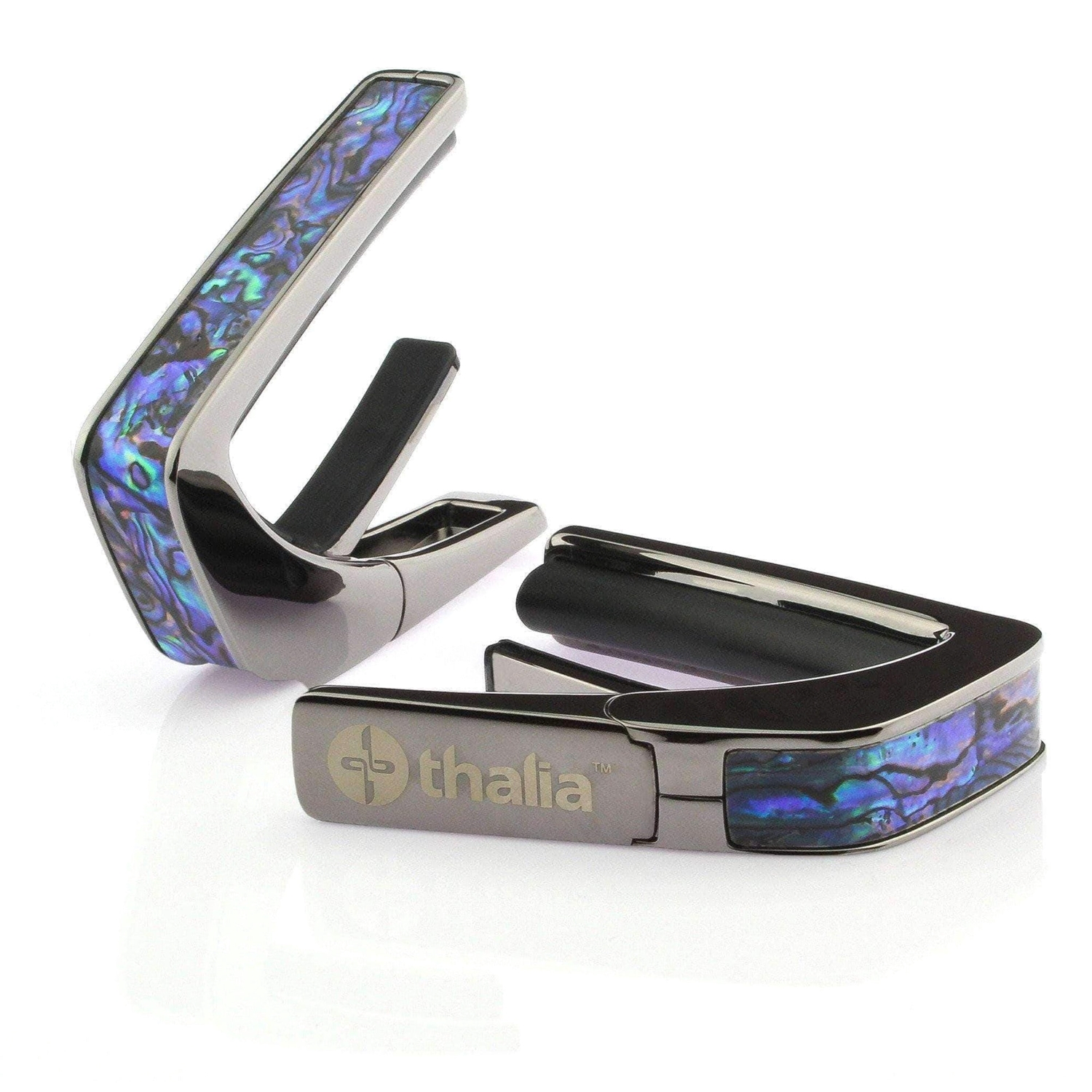 Thalia Black Chrome Finish Capo w/Blue Abalone Inlay