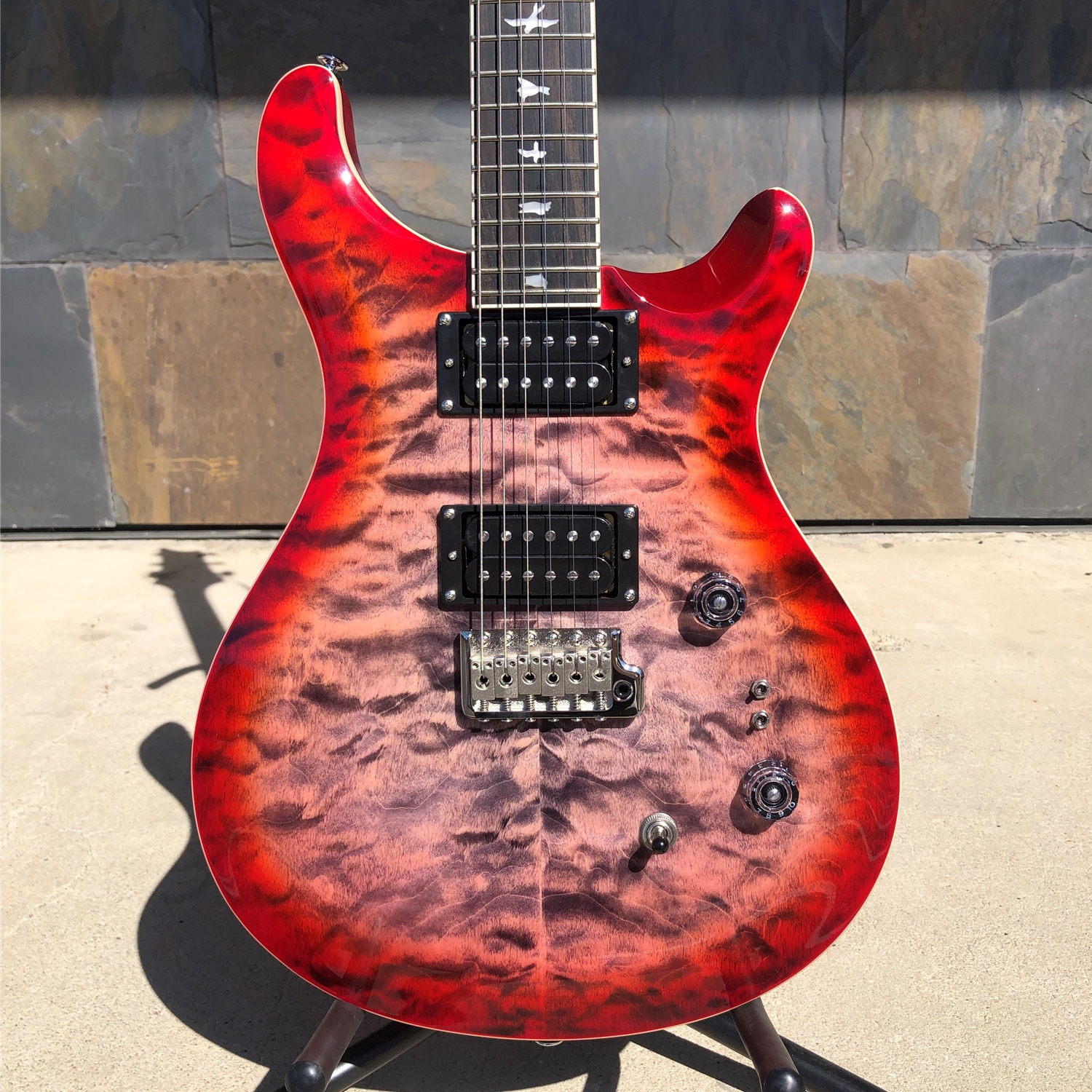 PRS SE Custom 24-08 Quilt Top Charcoal Cherry Burst with Bag