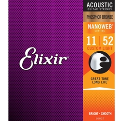 Elixir 16027 Nanoweb Acoustic Guitar Strings - Custom Light 11-52