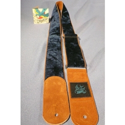 Jaykco Guitar Strap, Blue Krinkle Velvet on Toast