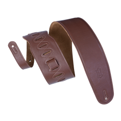 Levy's 3 1/2" Padded Garment Leather Bass Strap With Suede Backing. Adjustable From 36" To 52".Brown Color