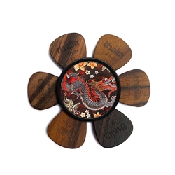 Thalia Lucky Dragon Shell Pick Puck with Kentucky Bourbon Abalone Inlay